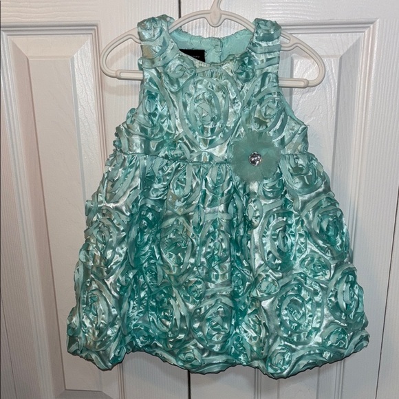 Holiday Editions Turquoise Sleeveless Dress rose design size 18 months - Picture 2 of 8
